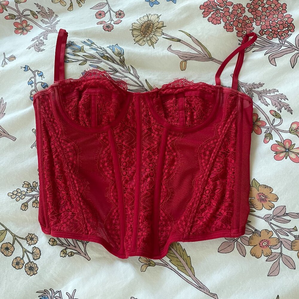 urban outfitters red corset top!